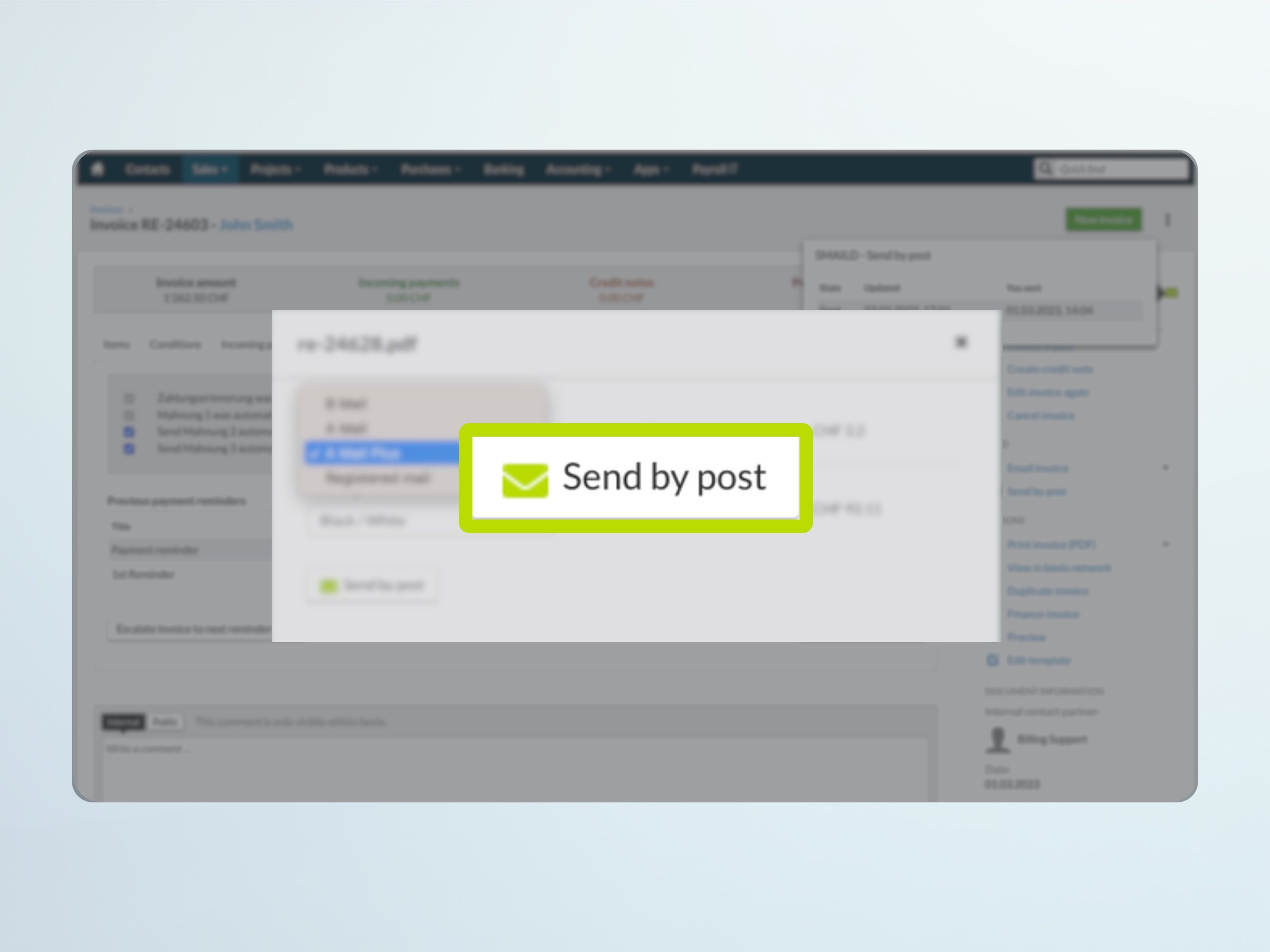 Send letters directly from bexio